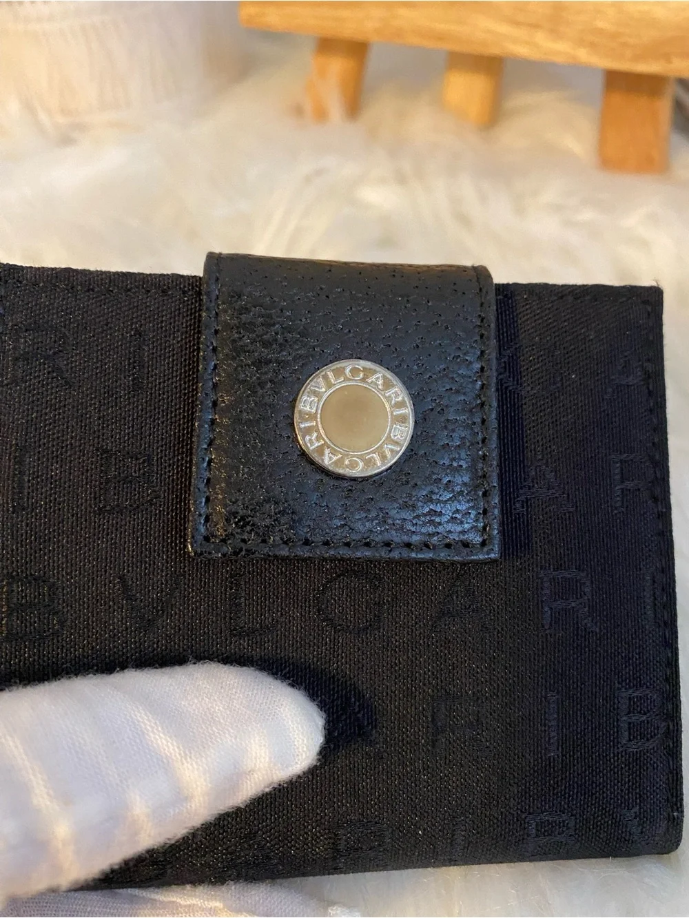 Bulgari Black Snap Card Holder